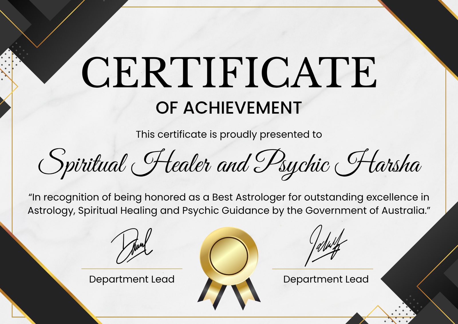 Certificate of Excellence